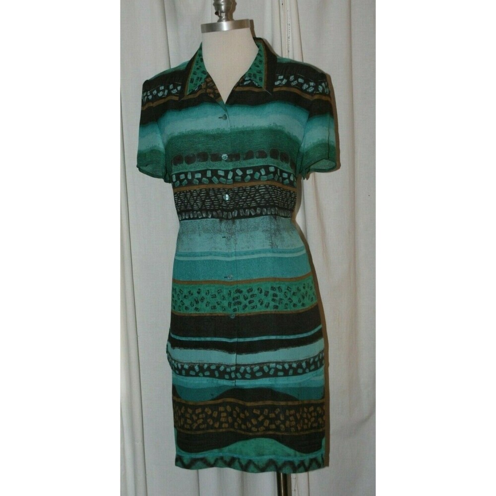 Liz Claiborne Aqua Green Chiffon Short Sleeve Top and Skirt 2pc Set Size 16P